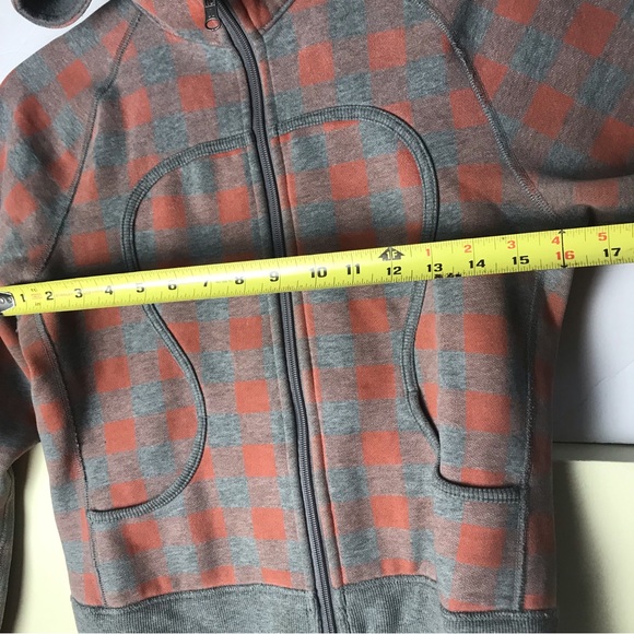 Lululemon RARE Reversible Scuba Remix Hoodie Jacket Cotton Fleece Plaid Pockets - Picture 14 of 15